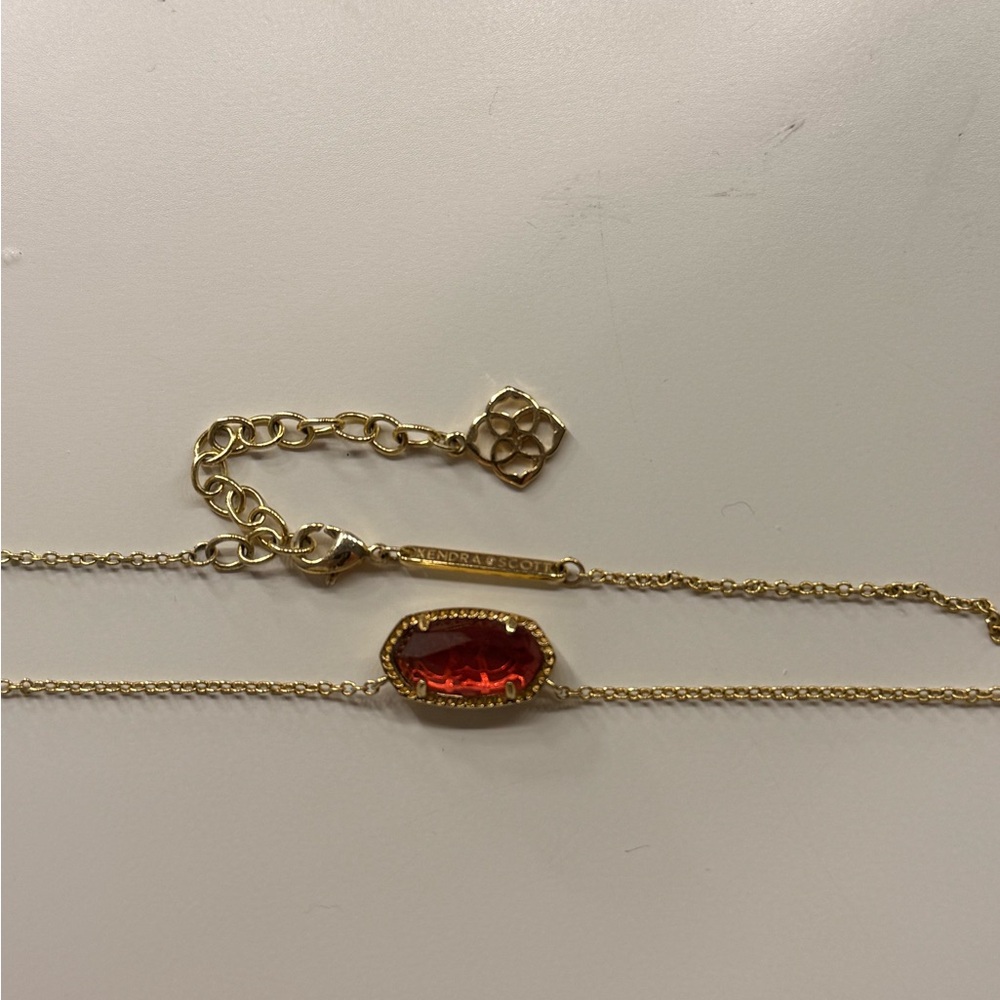 Kendra Scott Gold Necklace with Red Gemstone